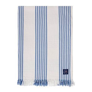 Lexington Bomullspledd 170x130 cm stripet/rutete hvit/blå/beige