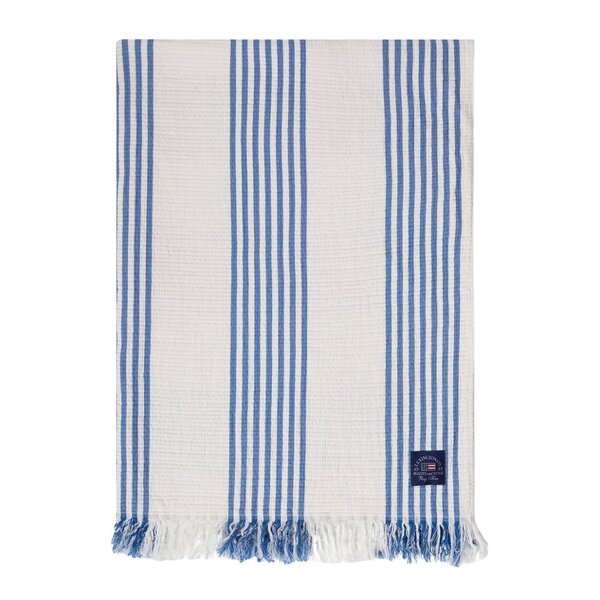 Lexington Bomullspledd 170x130 cm stripet/rutete hvit/blå/beige