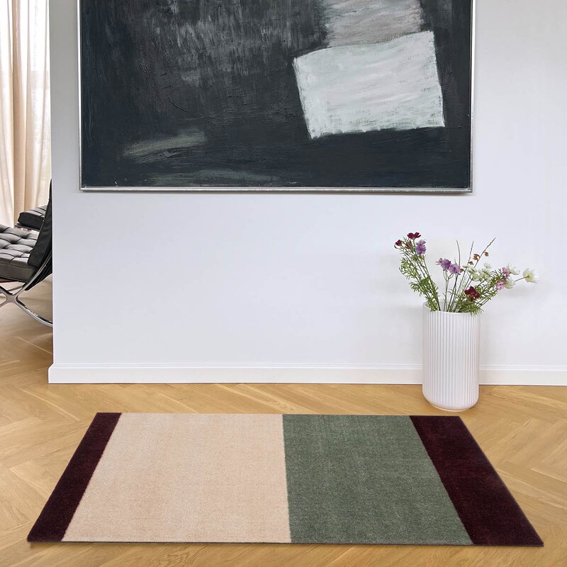 Tica Copenhagen Stripes horisontal gulvmatte 120x67 cm bordeaux/green/ivory