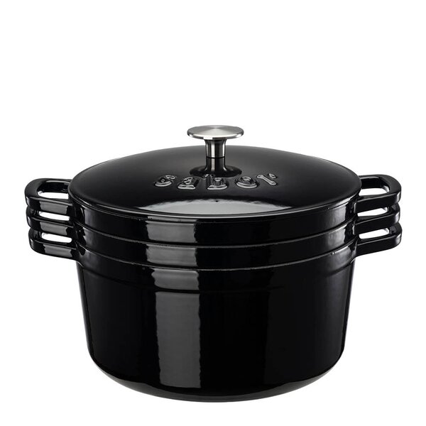 Sabor - Classic støpejernsgrytesett 3 stk 1,6L + 3L + 4,9L svart