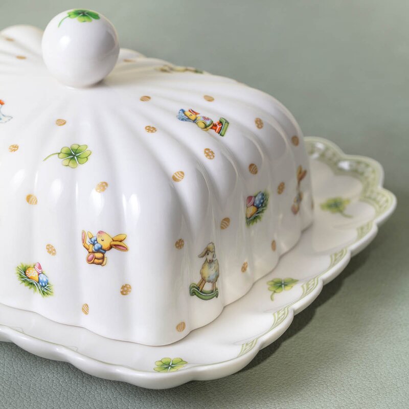 Villeroy & Boch Easter Delight smørfat 18x16 cm hvit/grønn