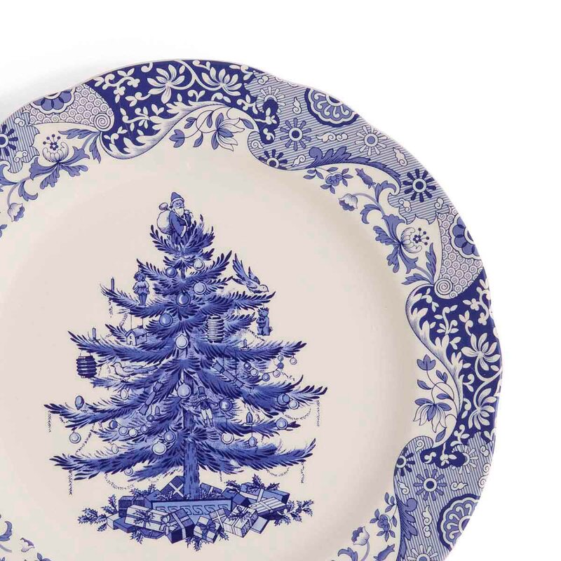 Spode Blue Italian Christmas Tree serveringsfat 31 cm blå/hvit