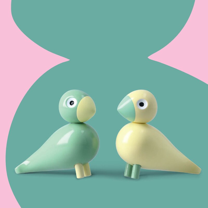 Kay Bojesen Denmark Sangfugl 2026 Liliput 6 cm 2 stk gul/grønn