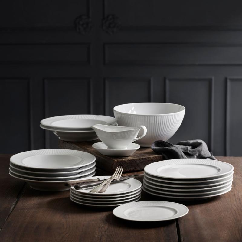 Pillivuyt Plissé tallerken flat 26 cm hvit