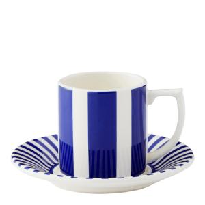 Spode Steccato espressokopp & fat 9 cl koboltblå