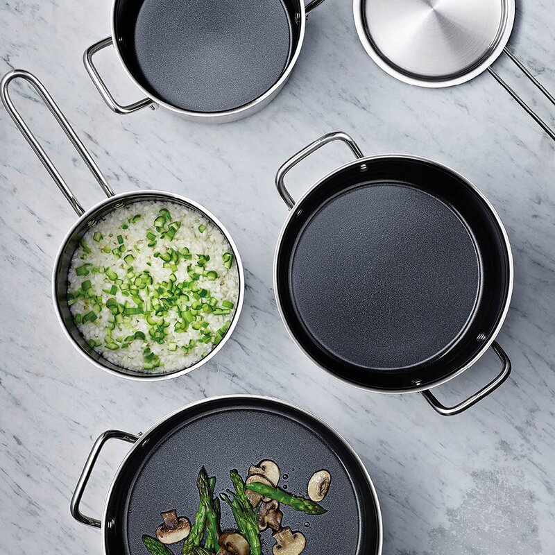 Eva Trio Stainless Steel grytesett 3 deler keramisk Slip-Let® belegg