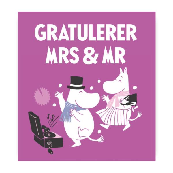 Moomin Mummi kort dobbelt Gratulerer mrs og mr lilla