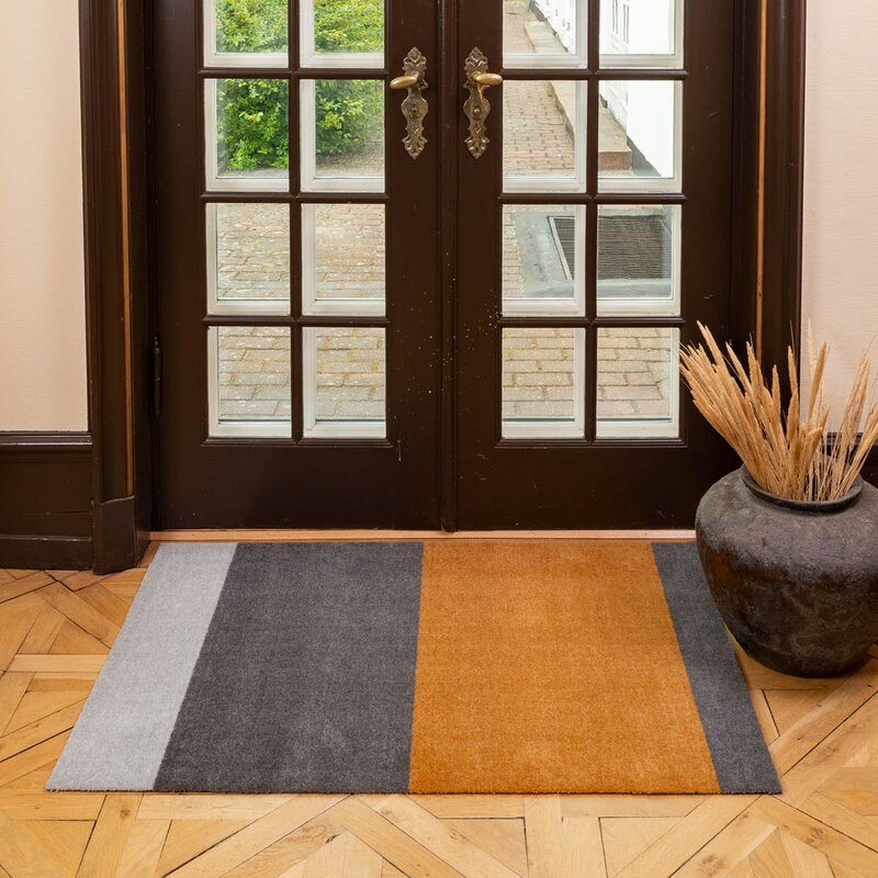 Tica Copenhagen Stripes horisontal gulvmatte 130x90 cm dijon/grey