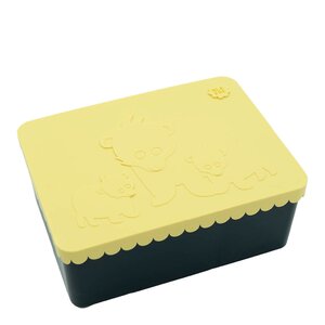 Blafre Matboks i plast treroms 7x14x19 cm Bjørn lys gul/marineblå