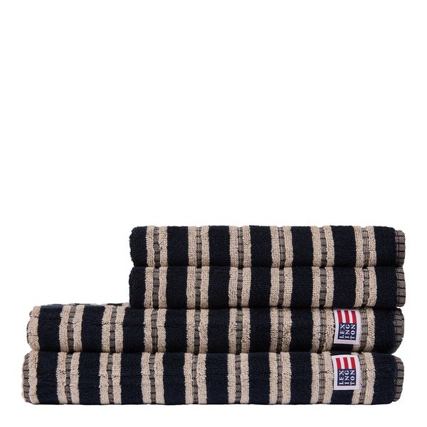 Lexington – Stripete frotté håndkle 70×50 cm svart/lys beige