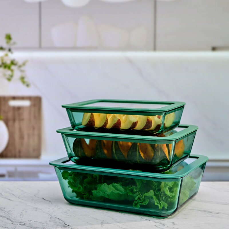 Modern House Smart Seal oppbevaringssett 3 deler glass grønn