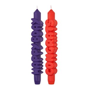 CandleHand 3D kronelys 23 cm 2 stk B-DAY indigo/oransje