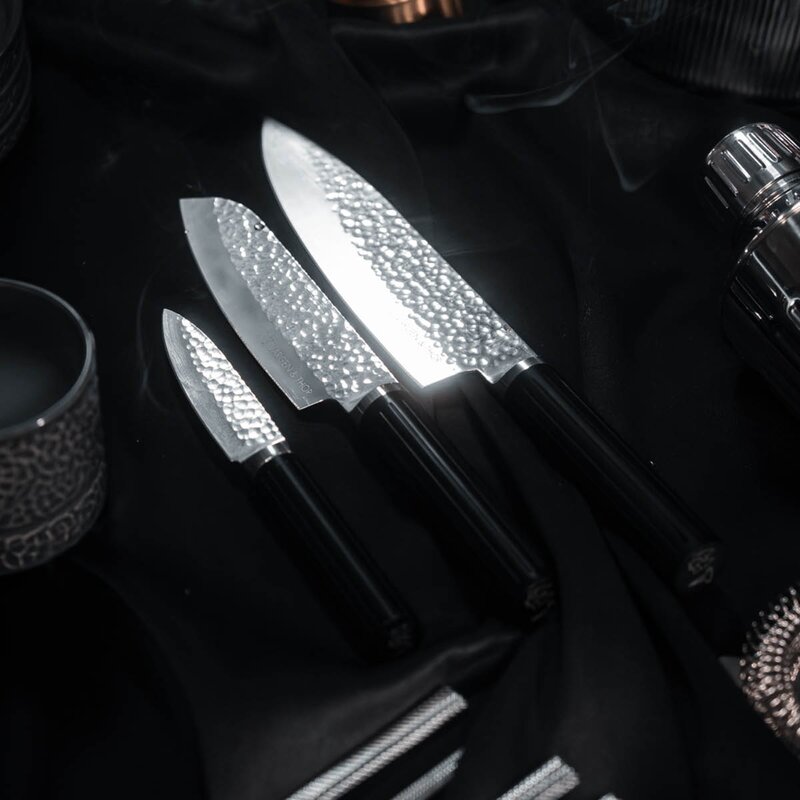 Vargen & Thor Glima knivsett i stål 3 deler svart