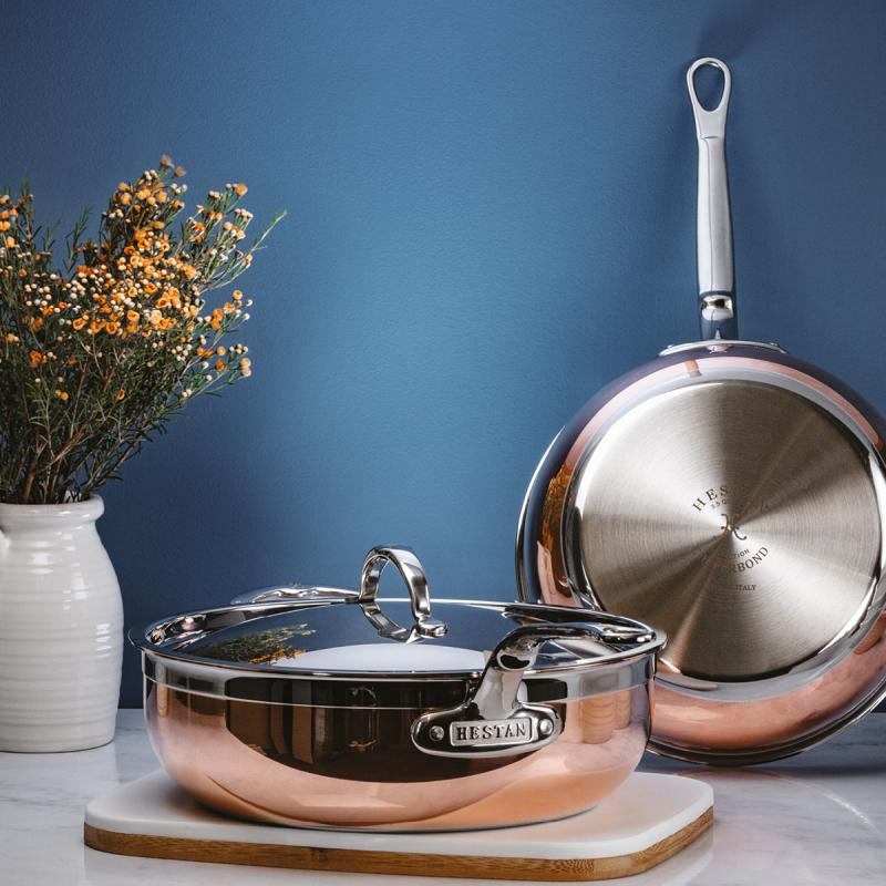 Hestan Copperbond traktørpanne med lokk 24cm 3,7L kobber