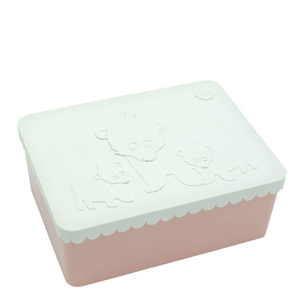 Blafre Matboks i plast treroms 7x14x19 cm Bjørn hvit/rosa
