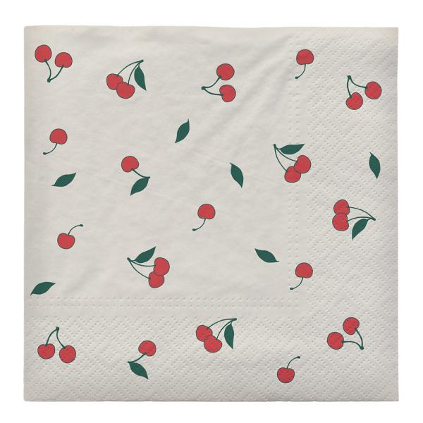 Broste Copenhagen – Cherry serviett 33×33 cm off white/rød