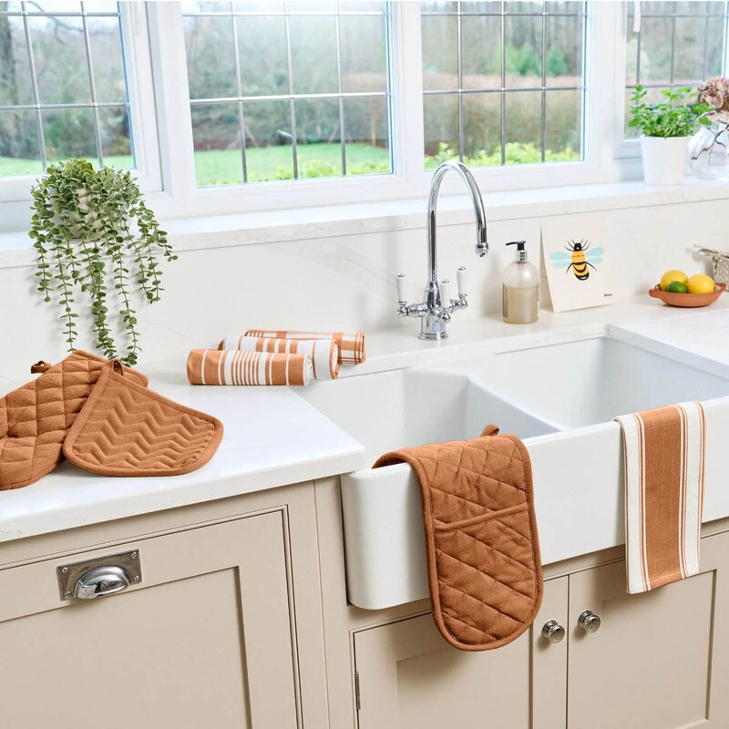 Dexam Love Colour kjøkkenhåndkle stripet terracotta