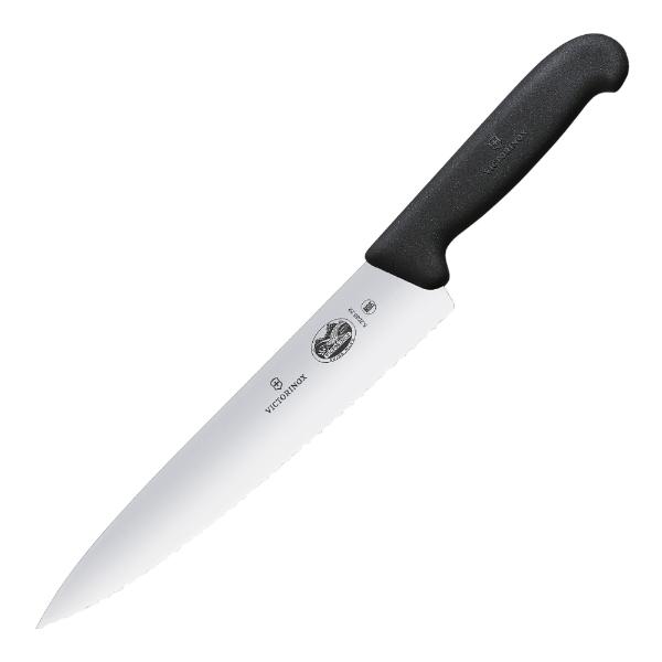 Victorinox Fibrox kokkekniv bølget 22 cm svart
