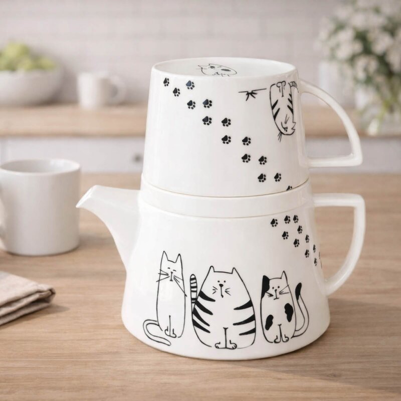 Könitz Tea For Me tekanne og krus 40 cl Funny Cats