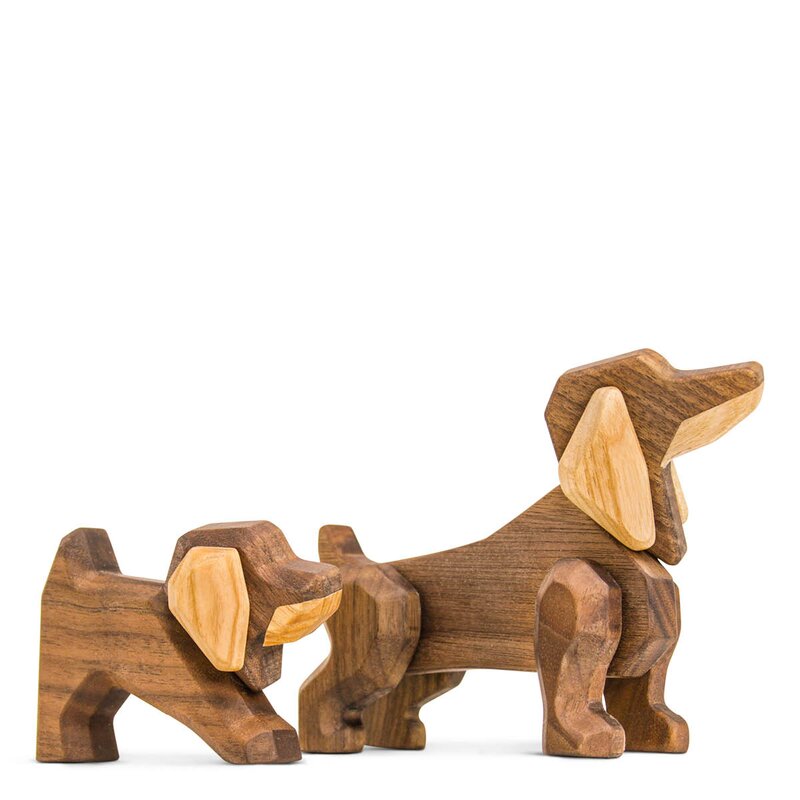 FableWood Dachshund trefigur 11 cm valnøtt/ask
