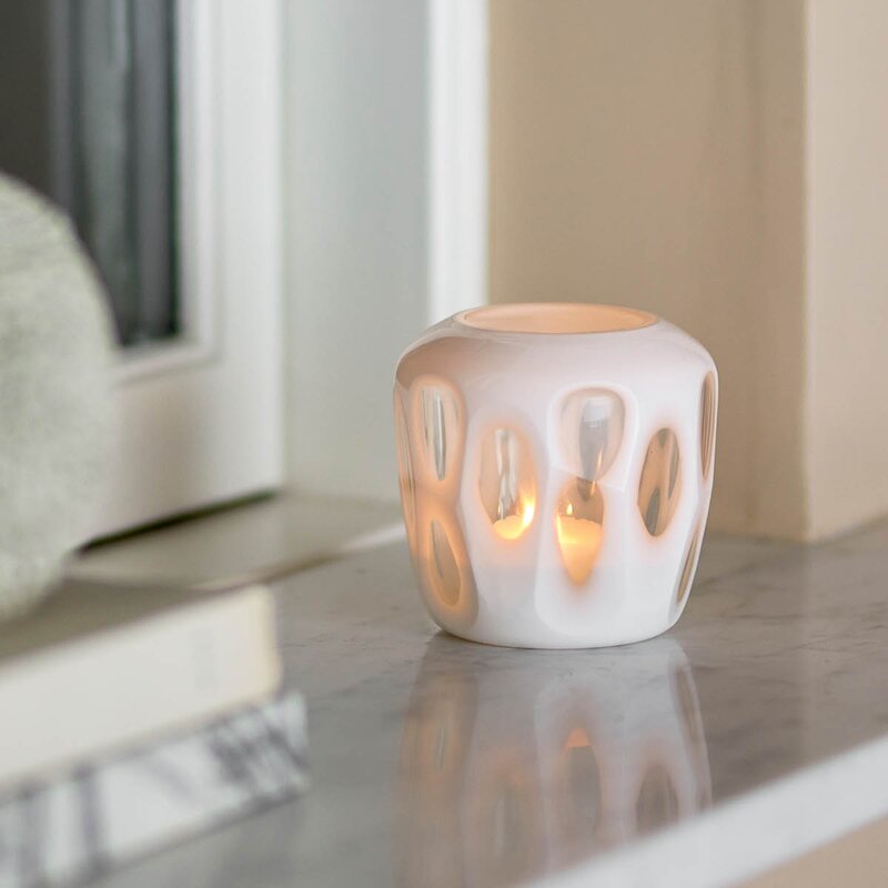 Bloomingville Lyslykt Rohan 9x9 cm hvit