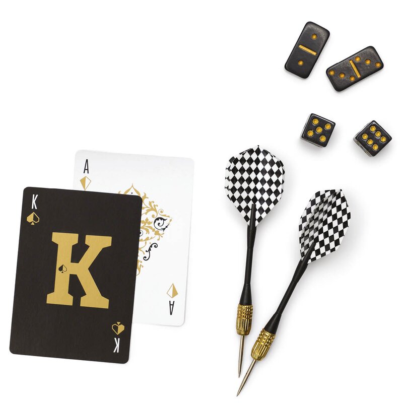 Gentlemen-s Hardware Barspill sett i etui svart/blå