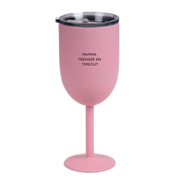 Pictureit – Vinglass termo MAMMA TRENGER EN TIMEOUT 35 cl lys rosa