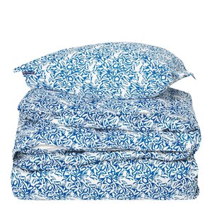 Lexington Sengesett 220x140 cm sateng blomstrete blå/hvit