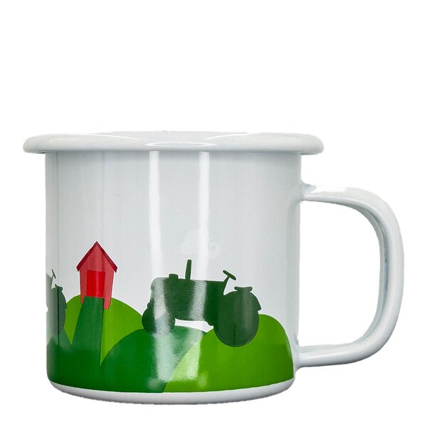 Blafre Traktor og låve emaljekopp 25 cl blå