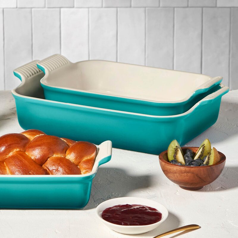 Le Creuset Heritage rektangulært ildfast form 26x19 cm Bleu Riviera