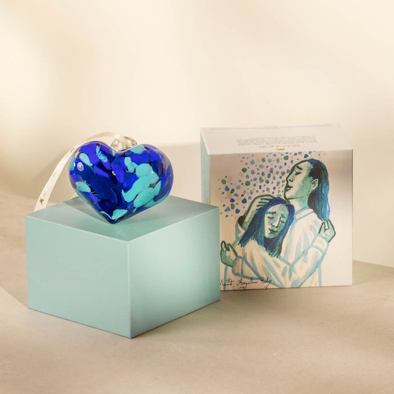 Magnor Til Deg dekorhjerte 7 cm blå