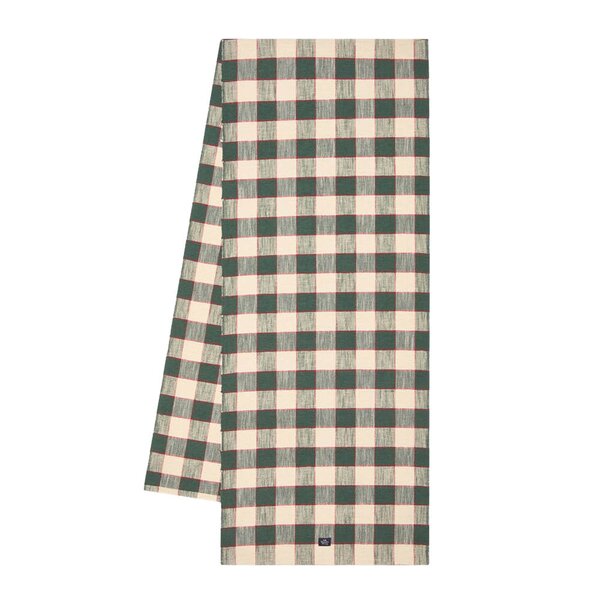 Lexington Rutete løper i lin/bomull 50x150 cm grønn/lysbeige/rø