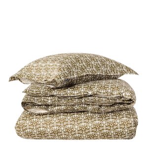 Lexington Sengesett 140x220 cm bomullssateng ornament olive/white