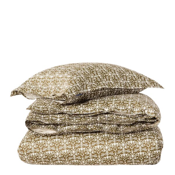 Lexington Sengesett 140x220 cm bomullssateng ornament olive/white