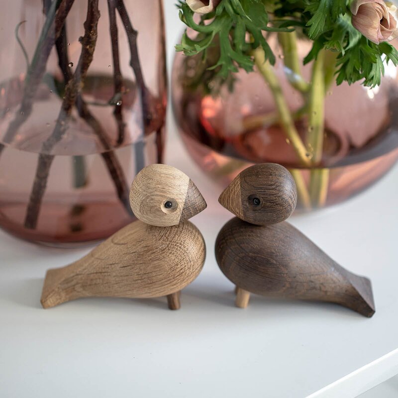 Kay Bojesen Denmark Lovebirds røkt eik/eik 9 cm 2 stk