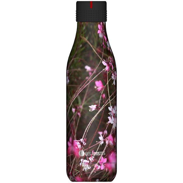 Les Artistes – Bottle Up Design termoflaske 0,5L svart med blomster