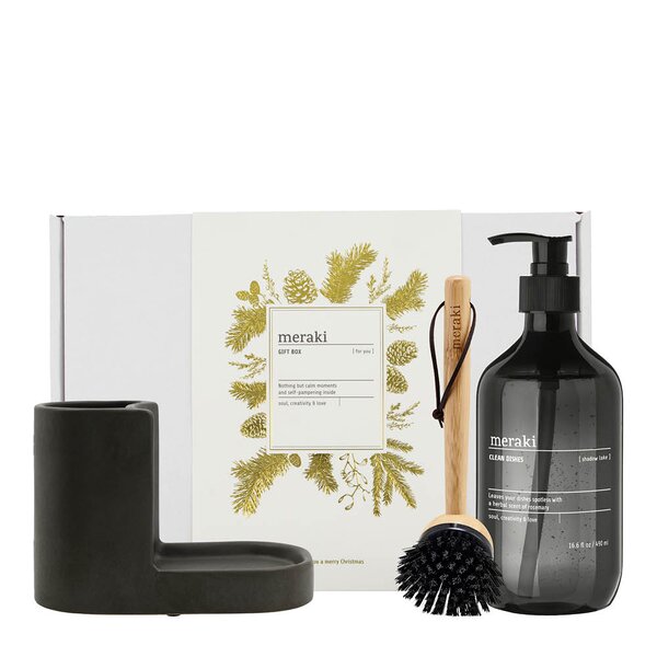Meraki Gavesett rengjøringskit med holder,naturbørste og oppvaskmiddel 1L Shadow Lake