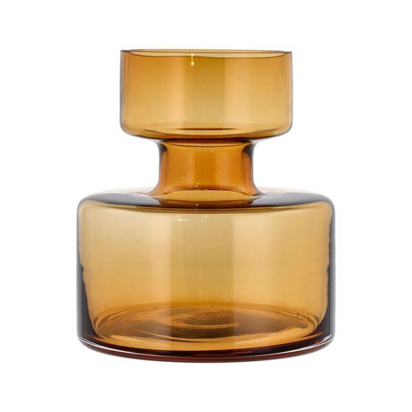 Lyngby Glas Vase tubular 20 cm amber glass