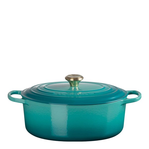 Le Creuset Signature støpejernsgryte oval 31 cm 6,3 L Bleu Riviera