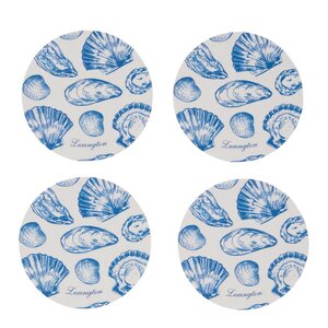 Lexington Glassunderlegg 4 stk laminert dobbelsidig blå/hvit