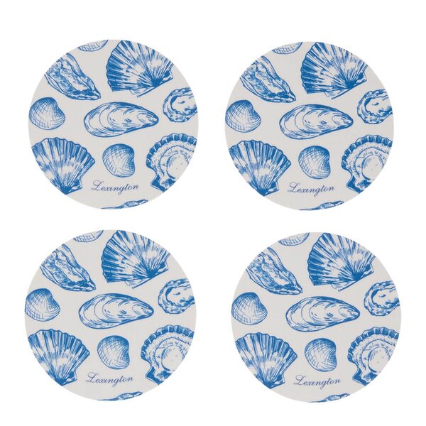 Lexington Glassunderlegg 4 stk laminert dobbelsidig blå/hvit