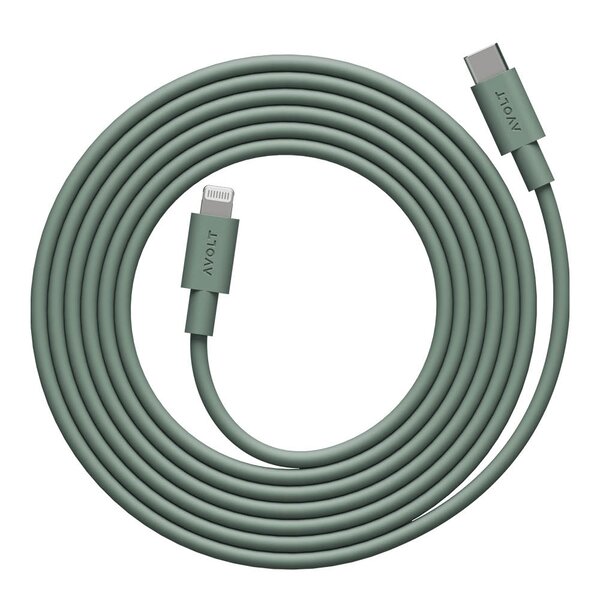 Avolt Cable 1 USB-C til Lightning kabel 2 m Oak Green