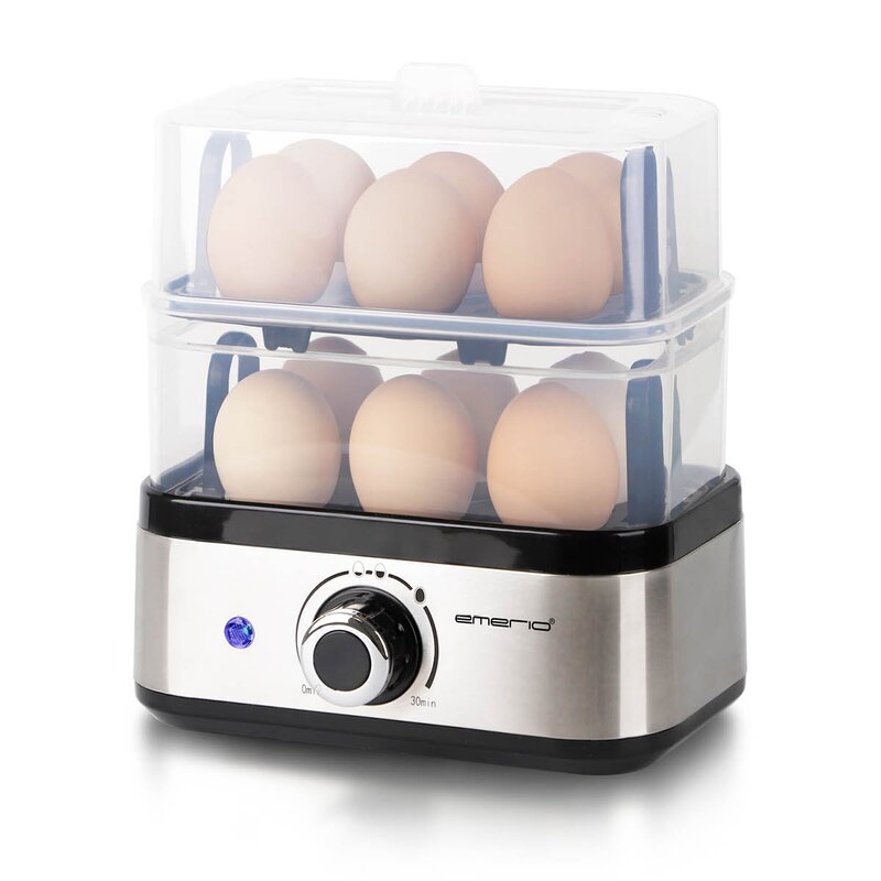 EMERIO Eggkoker 12 egg 400W rustfritt stål