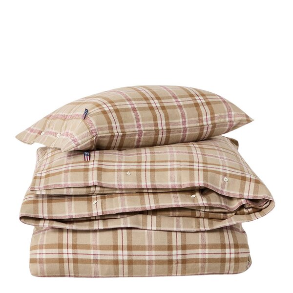 Lexington Sengesett 140x200 cm bomullsflanell rutete fudge/beige/fig