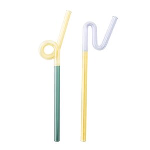 Tranquillo Rainbow sugerør i glass 19 cm 2 stk multi