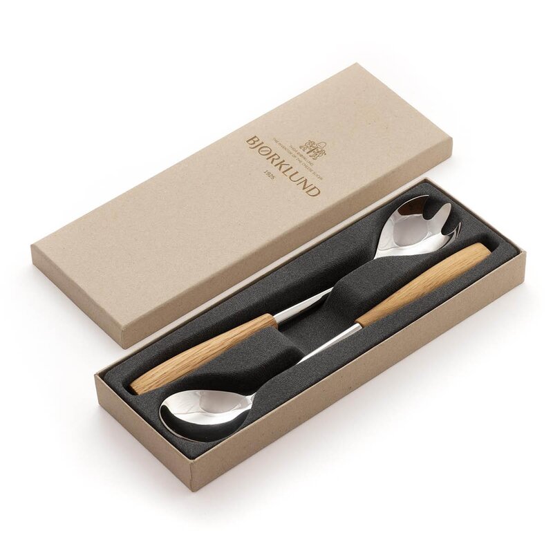Bjørklund Treskaft salatbestikk 24,7 cm 2 deler eik