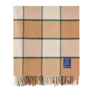 Lexington Rutete ullpledd 130x170 cm beige/lysbeige/grønn