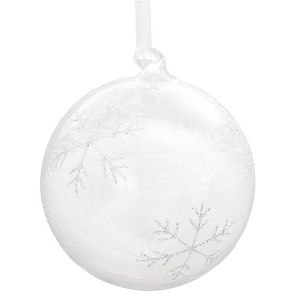 Magnor Julekule med snø stjerne sølv 12 cm