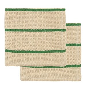 House Doctor Rena oppvaskklut i bomull 30x30 cm 2 stk sand/grønn