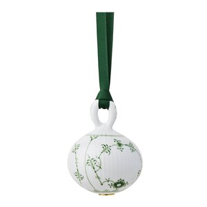 Royal Copenhagen Grønn Musselmalt Riflet julekule 9,5 cm